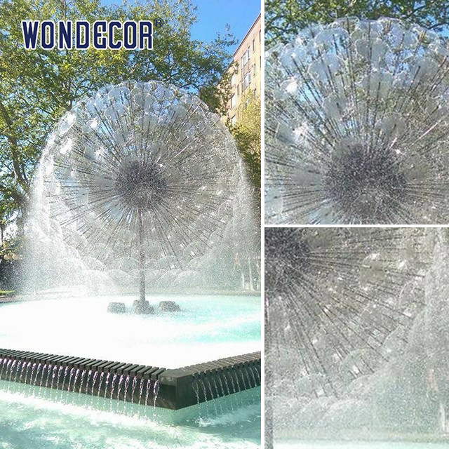 Outdoor Modern Abstract Dandelion Stainless Steel Fountain Sculpture Large