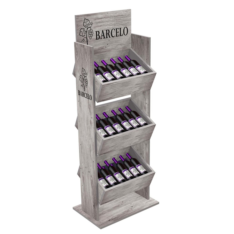 Customized Wooden Display Rack Wooden Barcadi Display Stand Rum Retailing Idea for Retail Store