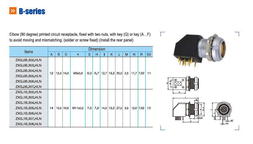 4 Pin Circular PCB Printed Circuit Connector Push Pull Waterproof PPS Insulator