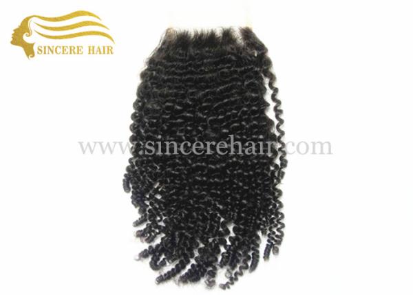 Hot 18" Clouser Hair Extensions - 18" Black Curly Virgin Remy Human Hair Clouser