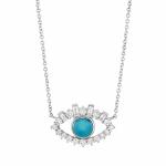 18K Gold Plated Baguette Cubic Zircon 925 Sterling Silver Women's Evil Eye