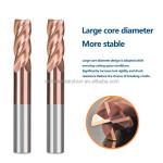 HRC55 Golden Color 4 Flute Long Shank Square End Mill Cutter 1/4 Inch Bronze
