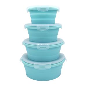 Quality 350 500 800 1200ML Silicone Folding Lunch Box LFGB wholesale