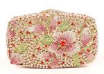 Elegant Bling Women Clutch Gold Purse With Flower Rhinestone Crystal