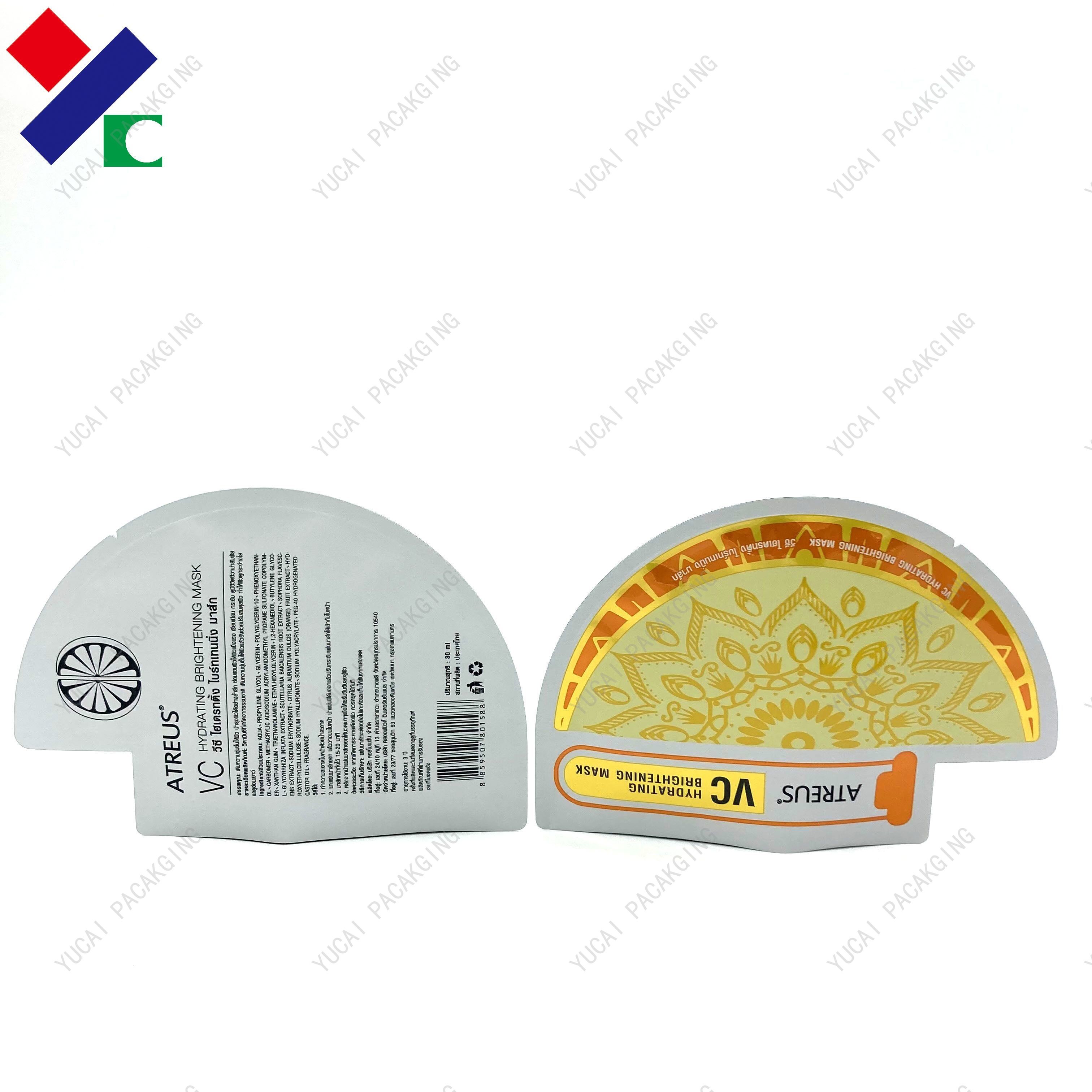 FDA Three Side Seal Pouch Facial Mask Foil Packaging Bag Customized Shape