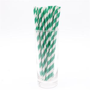 Quality 197mm 6mm Party Supplies Green And White Holiday Disposable Paper Straws wholesale