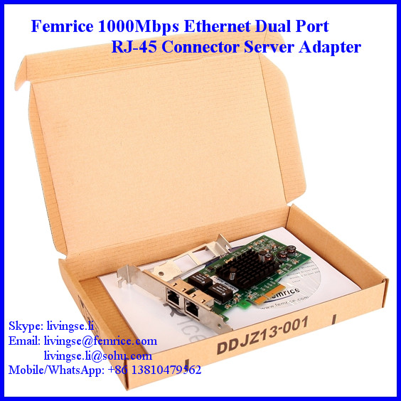 1000Mbps Dual Port Server Ethernet Network Card, RJ-45 Copper Connector Femrice 10002PT