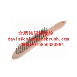 Quality 3 Row (3*16) Metal Wire Wooden Handle Brush wholesale