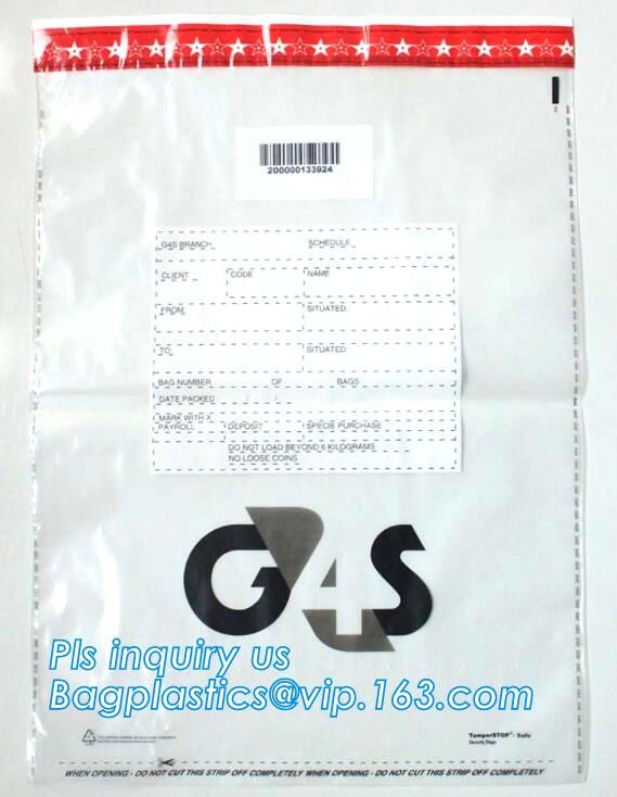 Opaque Tamper Evident Sealing Plastic Bank Money Steb Security Bag / Custom Self Adhesive Plastic Courier Bag, bagease