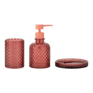 Quality Chili Glass Bathroom Accessories Set Round Shape With Mini Dots Hand Soap Dispenser Lotion Dispenser Modern Bathroom Accessories wholesale