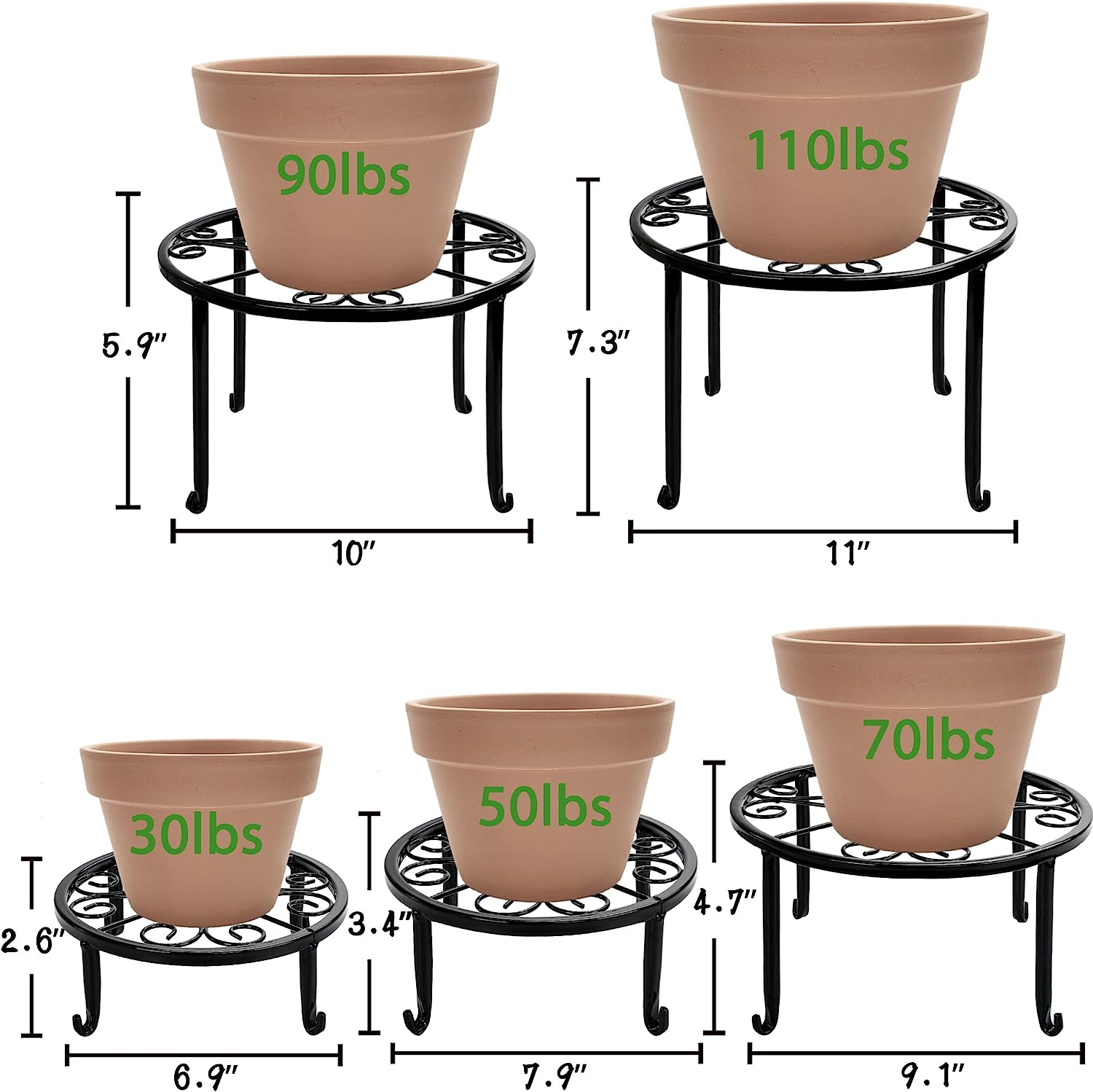 Powder Coated Iron Plant Shelf Heavy Duty Round Rack for Outdoor and Indoor Plants Ideal