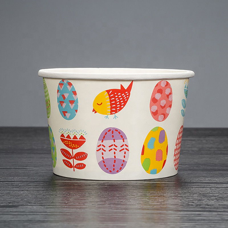 Two Layers PE Coated Paper Ice Cream Sundae Cups Flexo Printing