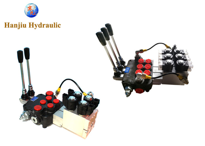 Electric 11gpm Hydraulic Directional Valve 12v Sae Ports 3 Spools Manual Control