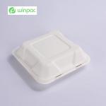 Sustainable Compostable Sugarcane Bagasse Clamshell Takeaway Containers 8 Inch