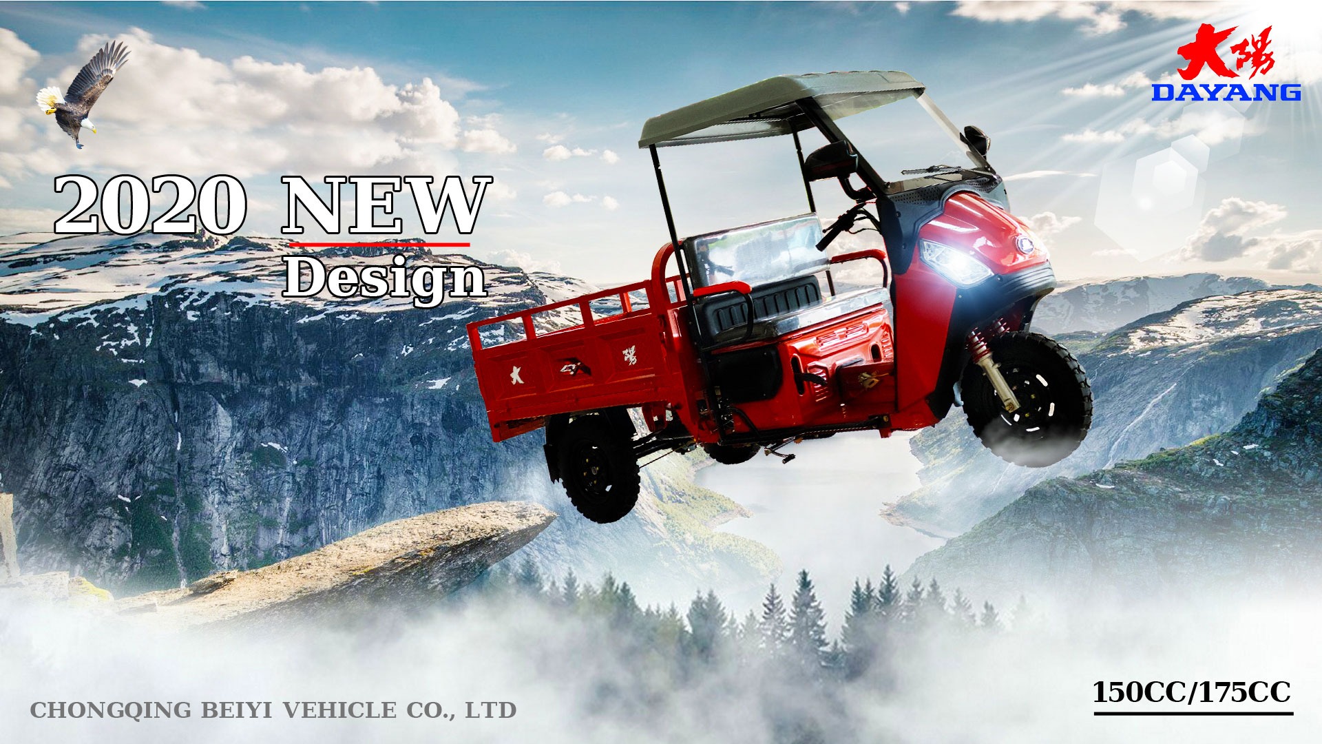 DAYANG Big Space Displacement 250cc Delivery Motorized Tricycle for Zambia Cargo