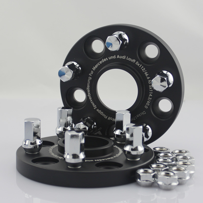 5x130/84.1 to 5x112/66.6 Forged Aluminum Billet Hubcentric Wheel Adapters Anodized Black Finish