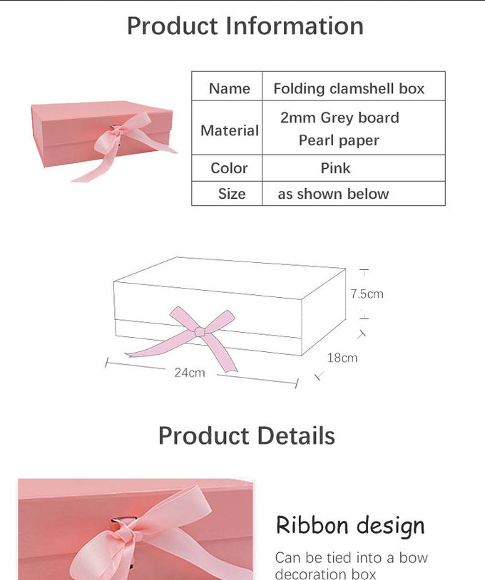 Foldable Magnetic 1200g 2mm Cardboard Luxury Gift Boxes Wedding Favor