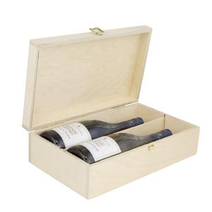 Quality Torched Double Bottle Wooden Wine Box Top Handle Hinged Lid Carrier wholesale