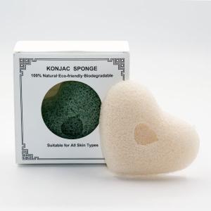 Quality 100% Natural Reusable Facial Konjac Sponge Off White Heart Shaped Bath Sponges wholesale