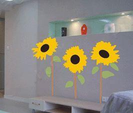 Quality Artificial Carving RemovableSunflower Wall Sticker F177 wholesale