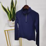 Navy Western Long Baselayer Zip Horse Riding T Shirts Custom Logo