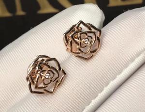Quality Piaget brand jewelry 18kt Rose earrings in 18K rose gold set with 2 brilliant-cut diamonds (approx. 0.01 ct). wholesale