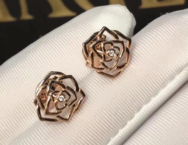 Piaget brand jewelry 18kt Rose earrings in 18K rose gold set with 2 brilliant