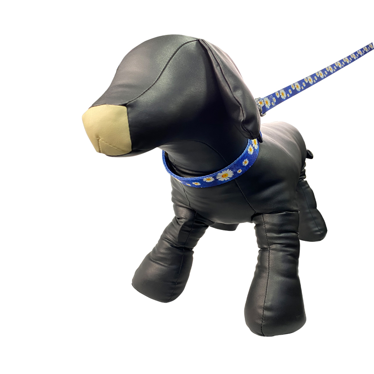 Adjustable Flower Design Dog Puppy Collar And Lead Leash Set In 2 Colours