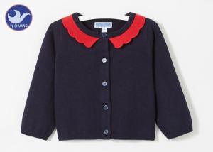Quality Flounce Collar Trim Girls Cardigan Sweaters Buttons Clousure Kid Knitwear wholesale