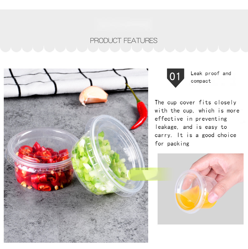 Disposable Take Away Sauce Cups Tasting Drinking Thickened Clear Plastic Cup with Lid
