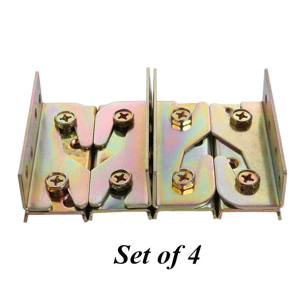 No-Mortise Bed Rail Brackets with Heavy Duty Steel Fittings and CE Rohs ISO 9001 4 Sets