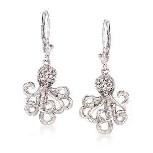 Quality Hawaiian Jewelry CZ Octopus Drop Earrings in Sterling Silver wholesale