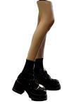 Fashion Black Flat Loafer Shoes With Heels Height 4CM