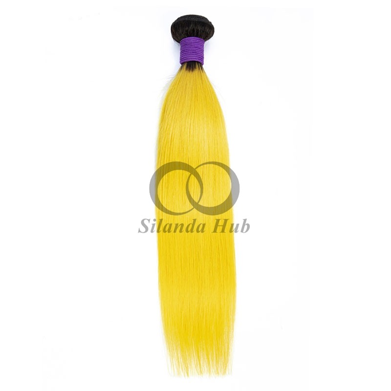 #T1B/Yellow Straight Remy Human Hair Bundles Sew In Weave Bundles Brazilian Bundle Deals