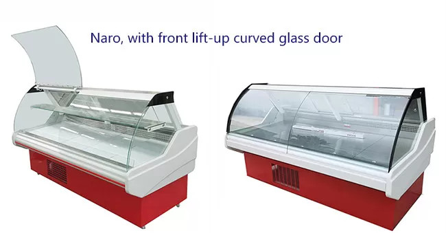 Curved Glass Deli Meat Display Refrigerator Red Meat Service Case