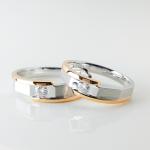 Double Color Built In Diamond 9g Unique Wedding Bands For Couples