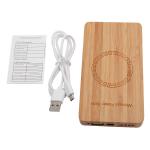 Wooden Bamboo Mobilepal Wireless Power Bank Laser Carve Logo Customizable 204g