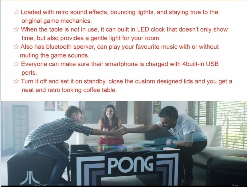 Redemption Arcade Game Machine Pong Coffee Table In Office Or Bar