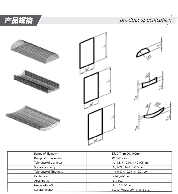 Single Vision 1.56 60mm High precision Cylinder Lenses for optical instruments