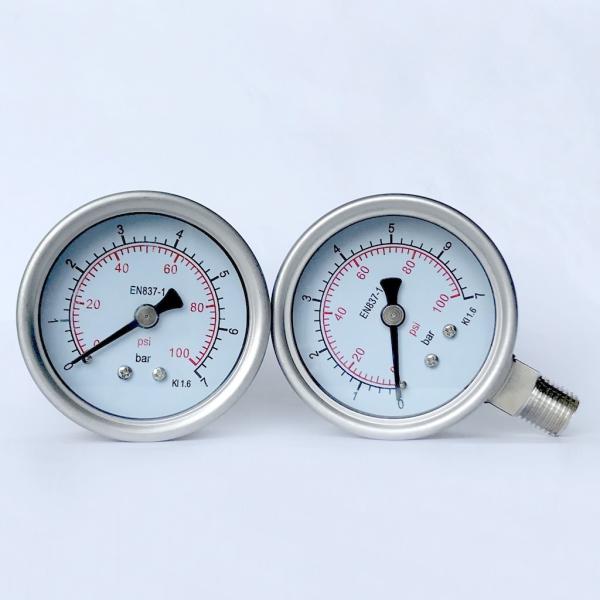 2.5" 100 psi Oil Manometer 316 SS Tube/Socket All Stainless Steel Pressure Gauge