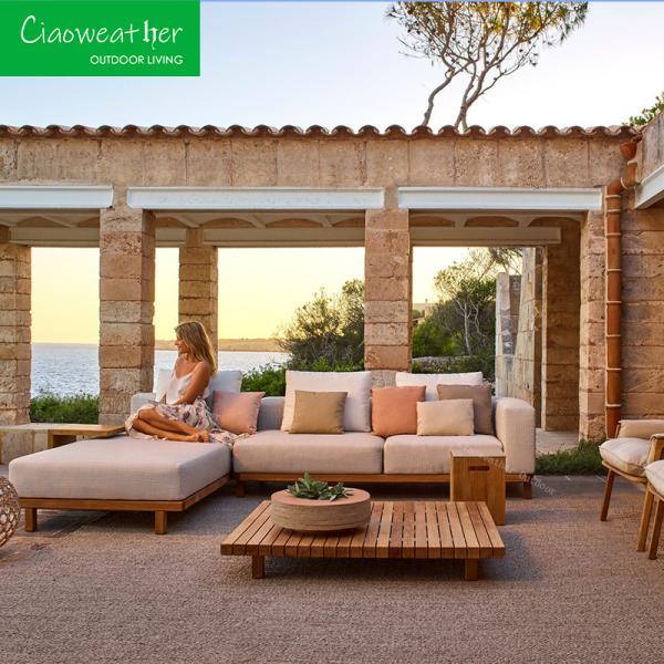 Outdoor Garden Sofa Luxury Teak Wood Patio Furniture Set with Water-Resistant