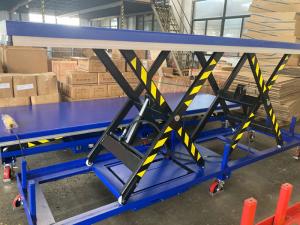 Quality Mobile DC Battery Powered Tandem Scissor Lift Table Transferring Bulky Heavy Item wholesale