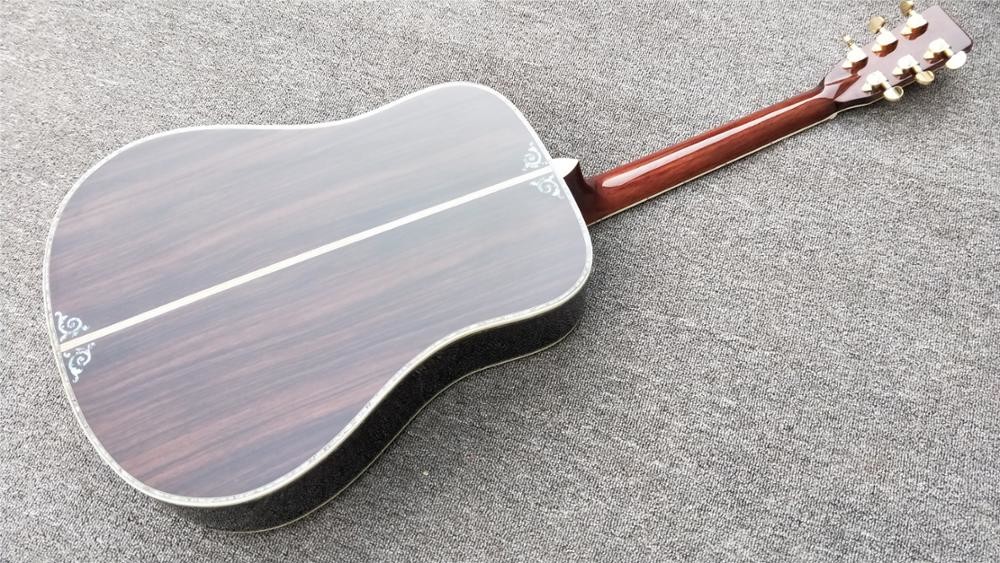 Top quality 41 inch acoustic guitar,Real Abalone inlays and binding,Ebony fingerboard,Factory Custom Solid spruce top Gu