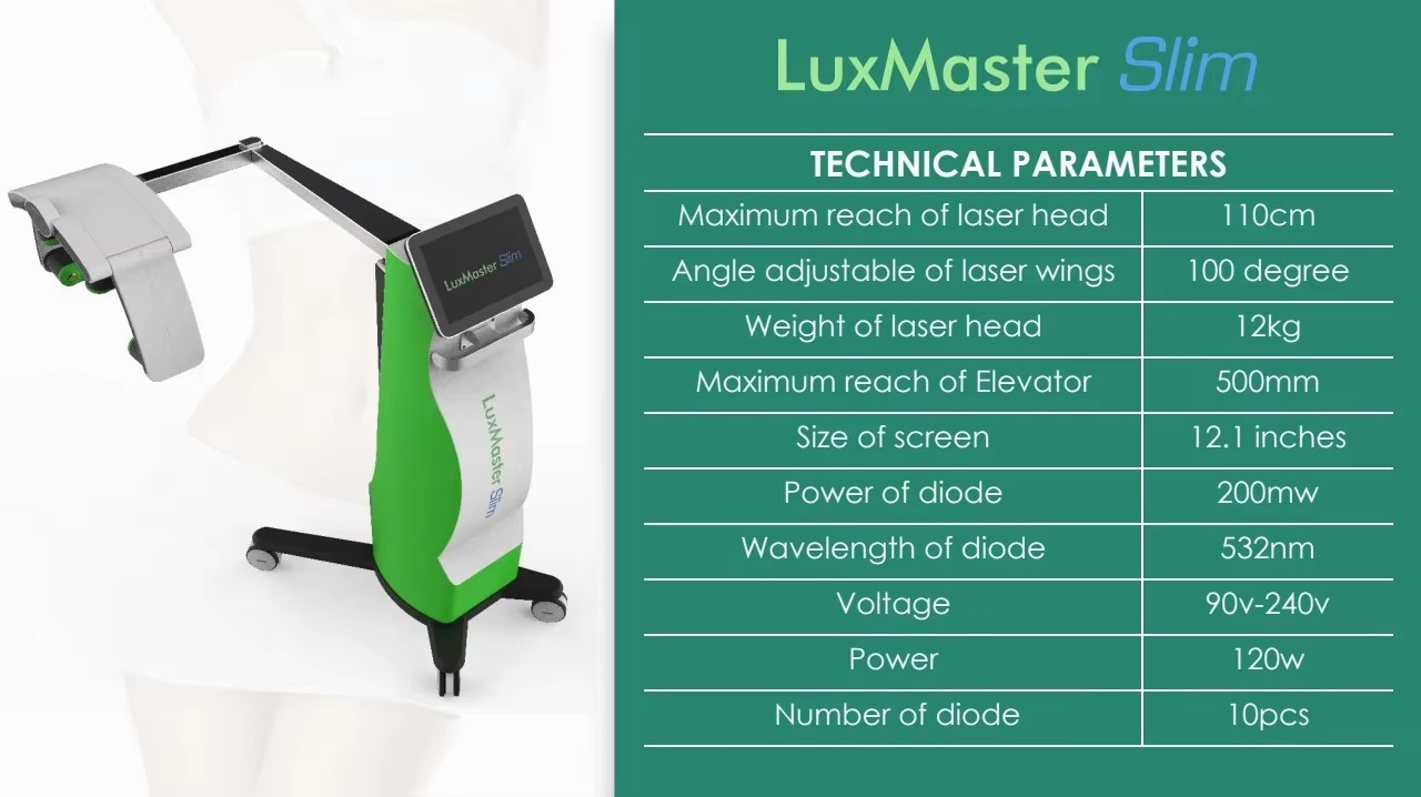 CE 10 Green Luxmaster Slim Lipo Laser Therapy Machine For Full Body Arms Back Fat Reduction
