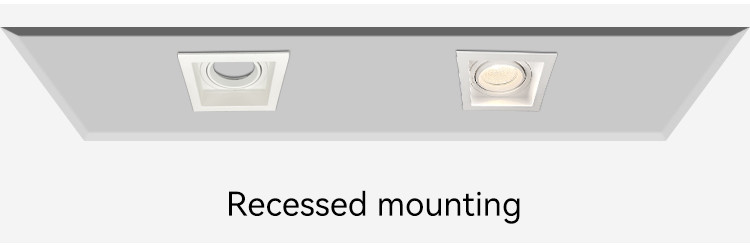 Aluminum Square Recessed Spotlight 90° Rotation 20° Tilt Deep Anti-Glare For Commercial Lighting