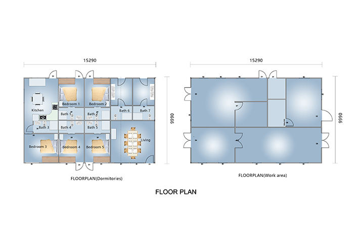 US/AS Prefab Wooden Bungalow Modular House Kits For Dormitory And Factory