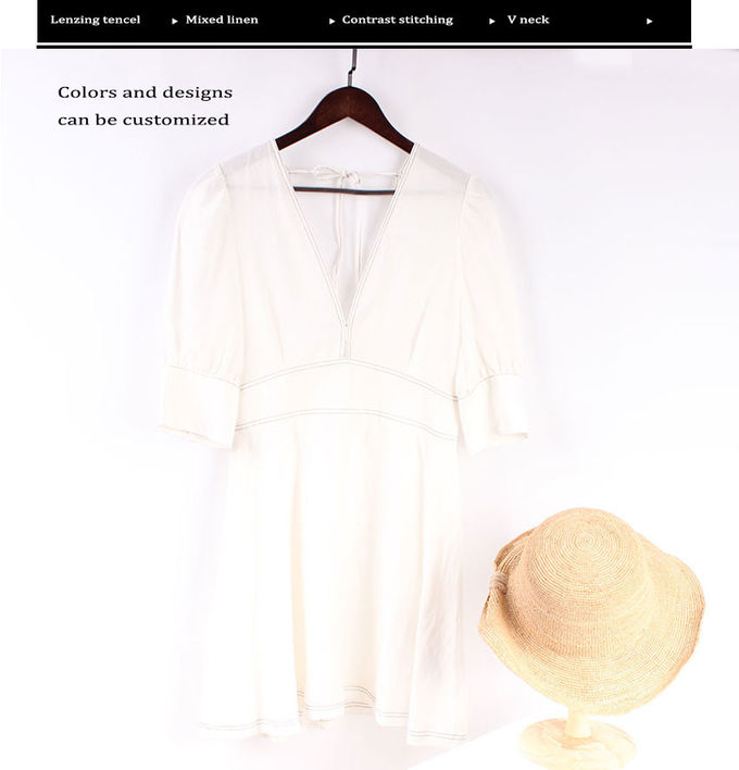 Solid Colors tencel Linen Mini Dress Tencel Lycoell Clothing