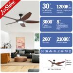 living room Fancy 52 Inch LED Ceiling Fan ABS Blade Body LED Lamp Air Cooler