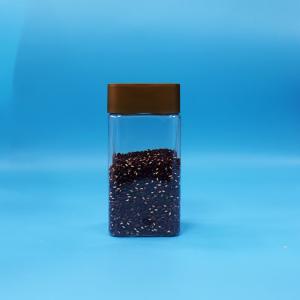 Quality Clear Cookie Food Candy Food Grade PET Square Plastic Storage Jars Screw Caps wholesale