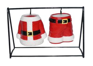Quality Hand Painted Ceramic Salt And Pepper Shakers Pots Christmas Santa Coat and Pant Dolomite wholesale